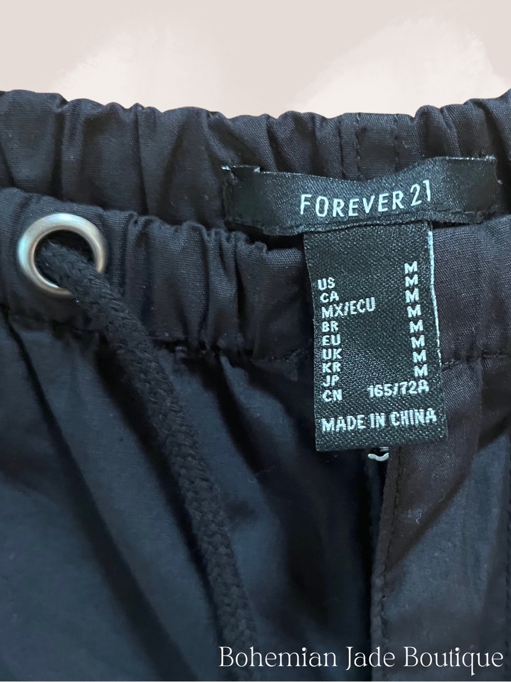 Forever 21 Cargo Parachute Jogger Pants Women’s Medium Black Drawstring NWT - Picture 5 of 5